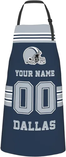 Vista 16 de Delantales personalizados del estilo del fútbol, delantal personalizado de la cocina del nombre y del número, delantales impermeables modificados