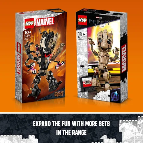 Vista 6 de LEGO Marvel Groot Venenizado 76249 Juguete Transformable de Marvel para Jugar y Mostrar, Figura de Acción de Marvel Construible para Fans