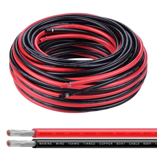 Vista 13 de Cable de calibre 6, iGreely 10 pies negro y 10 pies rojo 6 AWG cable eléctrico de cobre estañado, 2 cables aislados de un solo conductor trenzado