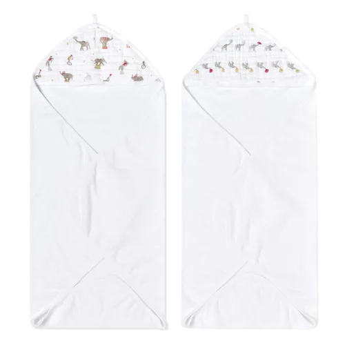Vista 6 de aden + anais Essentials - Toalla de baño con capucha para bebé, súper suave, 100% algodón, paquete de 2, conejitos ruborizados