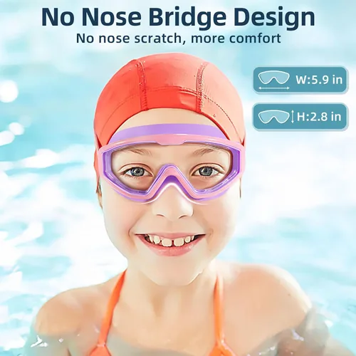 Vista 7 de Freela Gafas de natación transparentes para niños de 3 a 15 años, antiniebla, sin fugas, para piscina, playa, natación