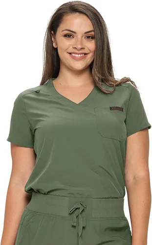 Vista 2 de Camiseta médica para mujer con un bolsillo para mujer