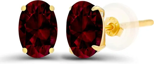 Vista 17 de Aretes ovalados de plata de ley 925 maciza chapados en oro de 0.236 x 0.157 pulgadas con piedra natal genuina para mujer Aretes de tuerca Amatista