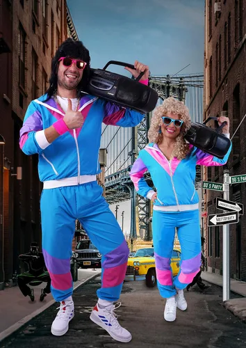 Vista 8 de Traje de los años 80 y 90 para fiestas, equipo deportivo retro, disfraces de hip hop, disfraces de los años 80 para hombre, cortavientos y pantalones