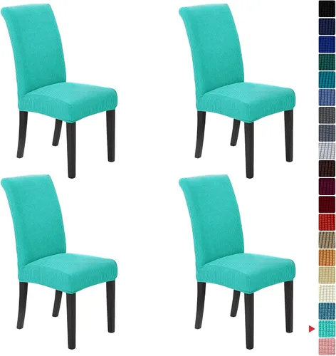 Vista 37 de Juego de 2 fundas para sillas de comedor, fundas elásticas para sillas de comedor, fundas para sillas de cocina de jacquard texturizadas, decoración