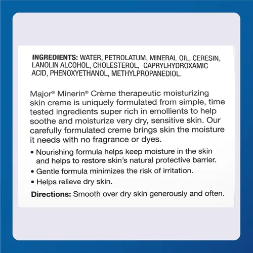 Vista 6 de MAJOR Minerin Créme hidratante terapéutico, crema hidratante corporal para piel seca, sin fragancia, 16 onzas (paquete de 1)