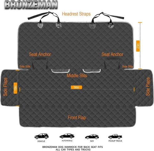 Vista 9 de BRONZEMAN Funda Protectora de Asiento de Banco de Coche 100% Impermeable - Fuerte y Duradera, Resistente y Antideslizante Funda para Asiento Trasero