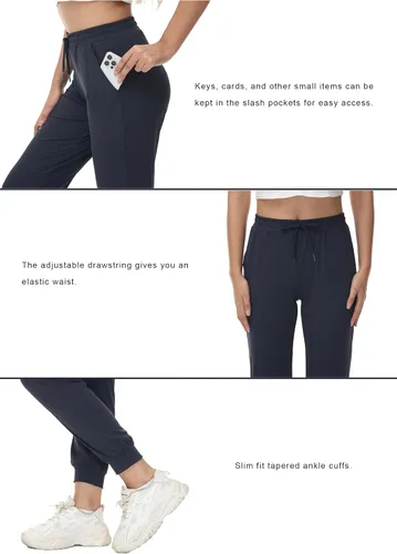 Vista 4 de ZTN Pantalones deportivos con cordón para mujer, pantalones deportivos para entrenamiento, senderismo, casuales, ligeros, con puños cónicos