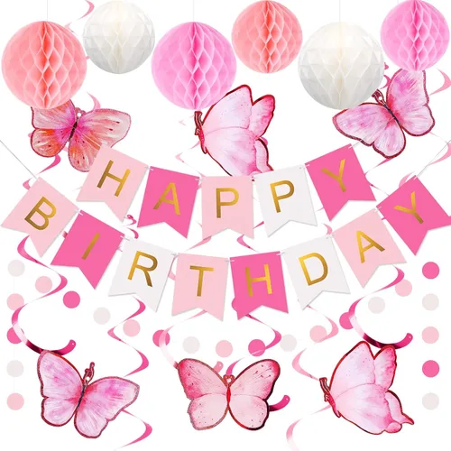 Vista 22 de meowtastic Birthday Decorations Happy Birthday Banner with Honeycomb Balls Negro y azul