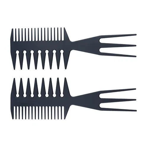 Vista 4 de Peines de pelo 3 en 1 con forma de hueso de cola de pez, desenredante, peine para colorear para peluqueros Mohawk Undercut Bowl Cut Quiff