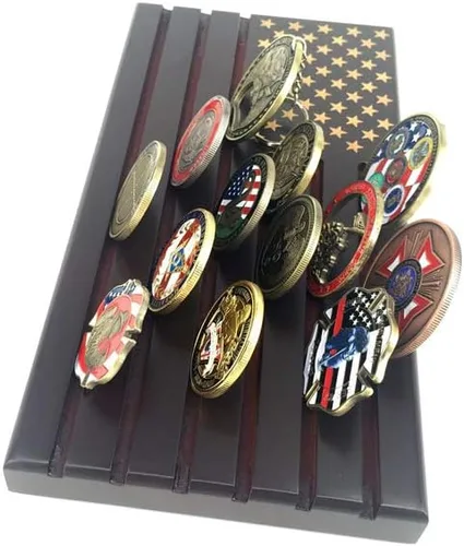 Vista 6 de WOERDA Exhibición de monedas de desafío de 6 filas con bandera americana