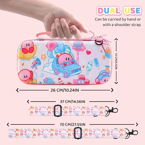 Vista 6 de HYPERCASE 8 in 1 Cute Anime Switch OLED Accessories Bundle, with Pink Switch OLED Carrying Travel Case, Hard PC Protective Cover Skin, HD Screen