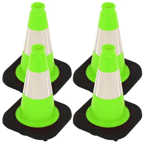 Vista 9 de OrangeStar 6 Pack 36" Conos de seguridad de tráfico, conos de estacionamiento verdes con collar reflectante, conos de construcción con base