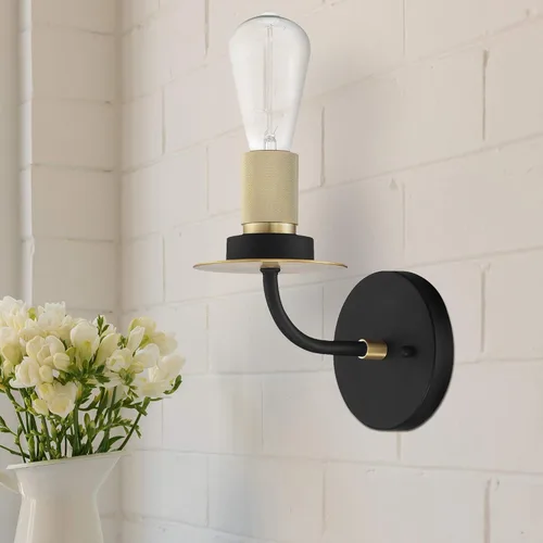 Vista 2 de Onyx - Lámpara industrial para tocador de baño, 1, color negro y dorado