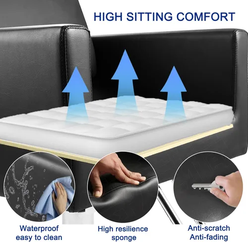 Vista 3 de Silla de peluquería para peluquería, capacidad de 330 libras, con bomba hidráulica resistente, equipo de belleza ajustable giratorio de 360°, Negro