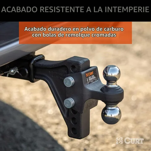 Vista 7 de CURT 45935 Soporte de bola de enganche de remolque ajustable con doble bola, vástago de 2 pulgadas, hasta 15,000 libras