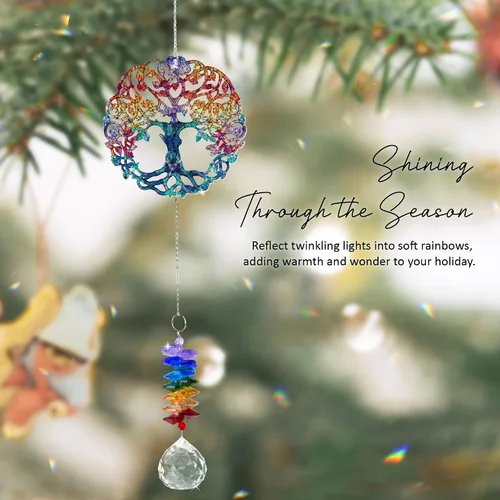 Vista 6 de Adorno de 1 capa atrapasoles – Árbol de la vida – Adorno de mitología nórdica celta – Regalos de cumpleaños de Navidad para hombres, mujeres