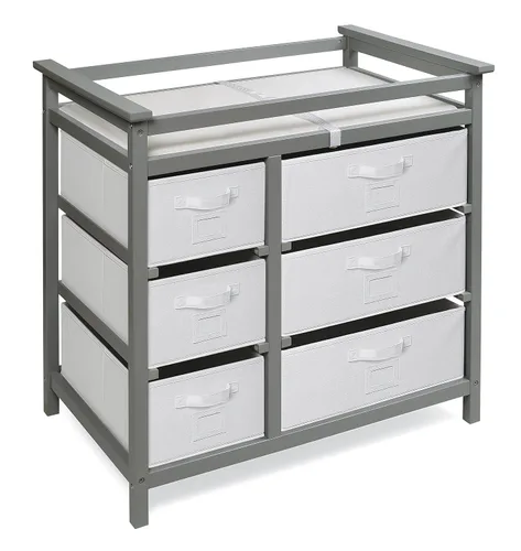 Vista 9 de Badger Basket Moderna mesa cambiadora para bebé con 6 cajones de almacenamiento y almohadilla - Espresso