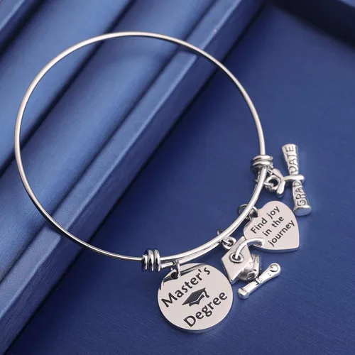 Vista 3 de TGBJE Regalo de graduación de maestros, pulsera con texto en inglés Find Joy In The Journey, regalo de graduación universitaria, regalo de maestría