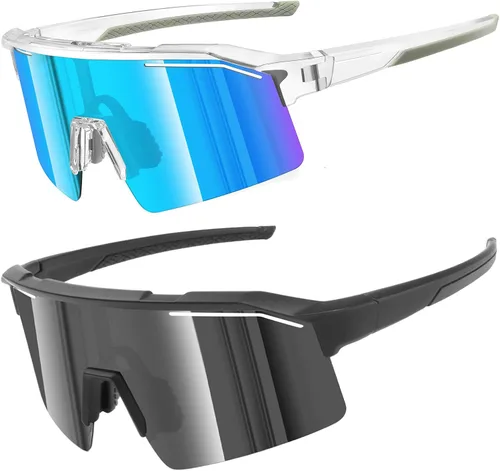 Vista 14 de Polarized Sports Sunglasses for Men Women UV400 Protection Todo negro