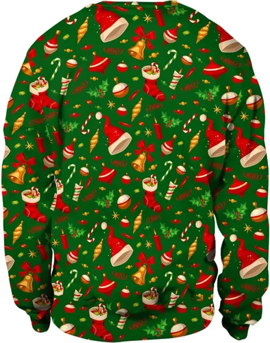 Vista 4 de Sudaderas de Navidad unisex con estampado 3D y cuello redondo, manga larga, suelta, suéter de Navidad