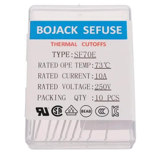 Vista 3 de BOJACK SF70E SEFUSE 10A 250V Fusibles Térmicos 163.4 °F Cortes Térmicos (Paquete de 10)