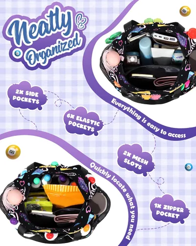 Vista 2 de Bolsa de Bingo con Bolsillos para Marcadores Casino Accesorios de Juego de Bingo para Adultos Mayores Negro
