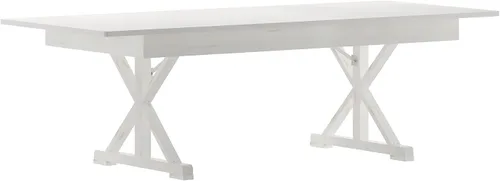 Vista 13 de Flash Furniture HERCULES - Mesa de granja plegable rectangular de pino macizo rústico antiguo de 8' x 40", color natural claro Grado comercial