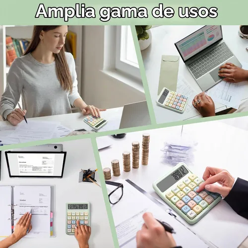Vista 5 de Calculadora de interruptor mecánico, LCD grande de 12 dígitos Chartreuse