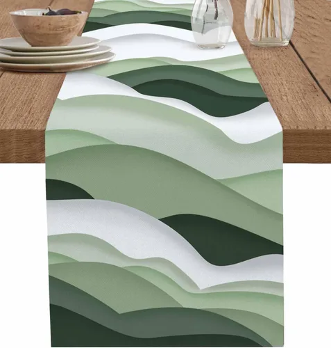 Vista 18 de Zigzi - Bufandas de mesa azules, textura de mármol a rayas grises de Zigzi, camino de mesa de comedor, decoración de mesa rectangular lavable