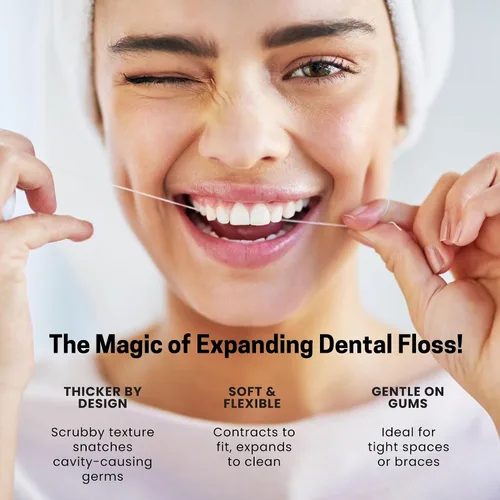 Vista 2 de Paquete de 3 unidades de hilo dental expandible I Dispensador sin plástico I 164 pies por paquete I Gentle Glide para una limpieza eficaz I Sabor