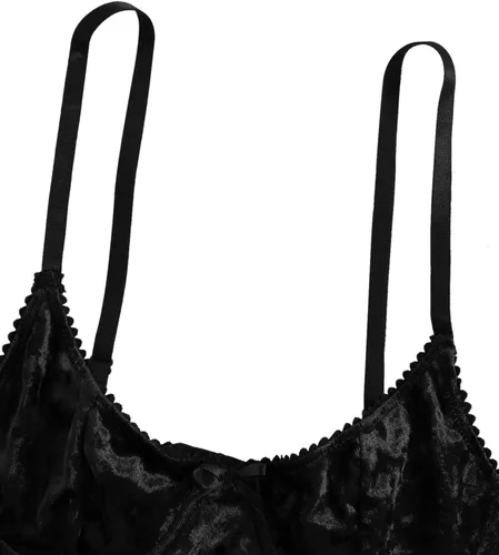 Vista 3 de SweatyRocks Conjunto de lencería de 2 piezas con brasier y braga de terciopelo sexy para mujer