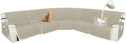 Vista 82 de Arfntevss Fundas de sofá modular reclinable, 100% impermeable, en forma de L, para sillón reclinable en forma de L, funda seccional lavable
