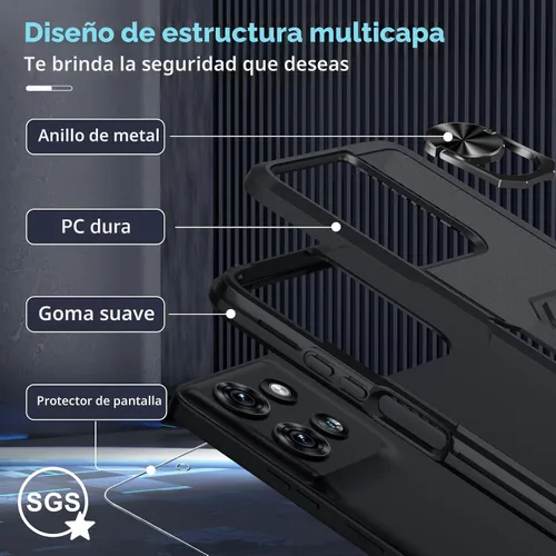 Vista 3 de Janmitta Funda para Motorola Moto G 2025/Moto G 2026 con protector de pantalla, resistente a prueba de golpes, cubierta protectora de cuerpo NEGRO