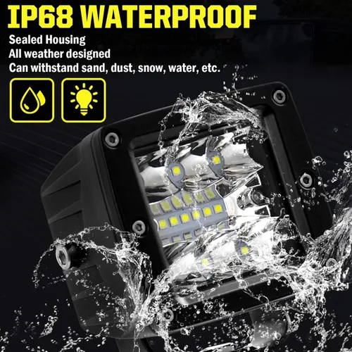 Vista 6 de Barra de luz LED cúbica de 3 pulgadas, 36W, combo de foco y inundación, luces de conducción todoterreno para camioneta, barco, RZR, ATV, UTE, UTV
