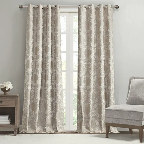 Vista 13 de Sun Smart Amelia - Cortina de oscurecimiento total jacquard con diseño paisley para dormitorio, panel individual de lujo para ventana de sala