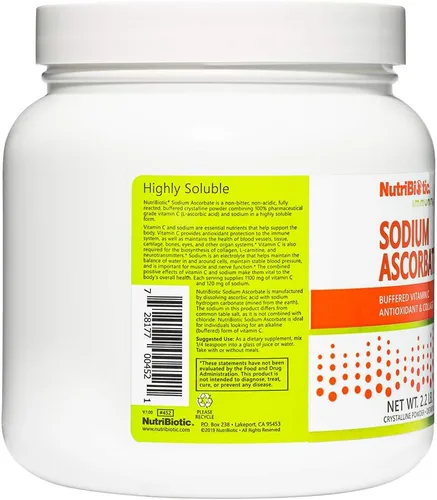 Vista 6 de NutriBiotic - Polvo de vitamina C tamponada con ascorbato de sodio, 2.2 libras Vegano, no ácido y más fácil de digerir que el ácido ascórbico