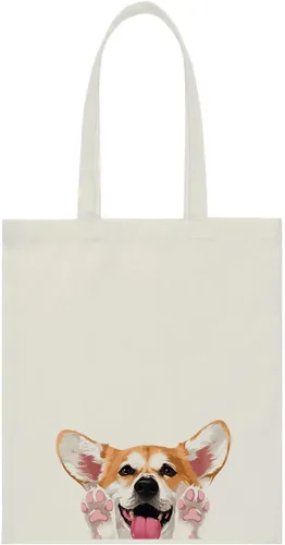 Vista 41 de WIRESTER Bolsa de lona para mujeres y niñas, bolsa de playa, comestibles y viajes, lindo perro