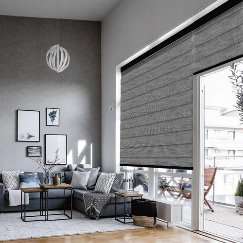 Vista 16 de Persianas Zebra/Persianas Enrollables motorizadas con control remoto (persianas de ventana) con batería recargable. Compatible con hogar