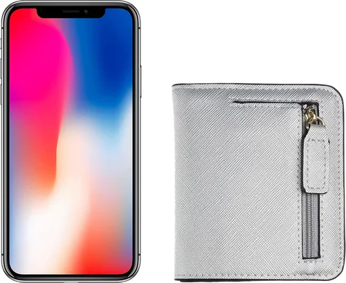 Vista 4 de Gostwo - Cartera compacta de piel genuina de lujo para mujer con bloqueo de RFID y ventana de identificación