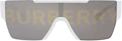 Vista 2 de BURBERRY BE 4291 3007H - Lentes de sol rectangulares de plástico blanco con logotipo plateado, Blanco