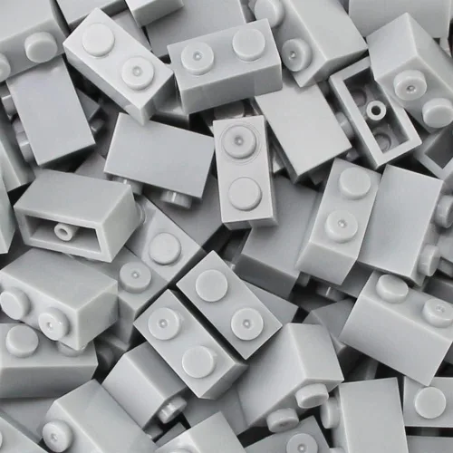 Vista 6 de Ladrillos de 1 x 2 a granel, 450 piezas, gris claro, piezas básicas clásicas, construcción creativa, juego de bloques, accesorios de juguete