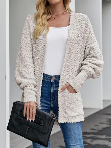 Vista 2 de ZESICA Women's 2024 Fall Winter Popcorn Long Sleeve Open Front Chunky Knit Oversized Cardigan Sweater Coat