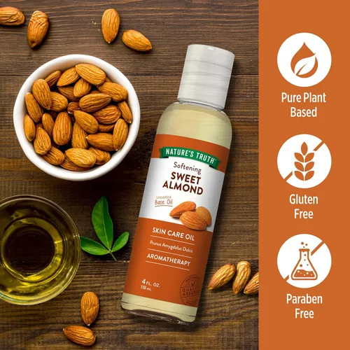 Vista 3 de Nature's Truth Aceite base puro sin perfume, almendra dulce, 4 onzas líquidas
