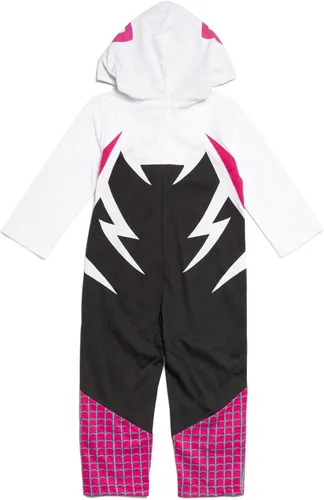 Vista 4 de Marvel Spider-Man Spider-Gwen Ghost Spider Zip Up Cosplay Enterizo para recién nacido a niño pequeño