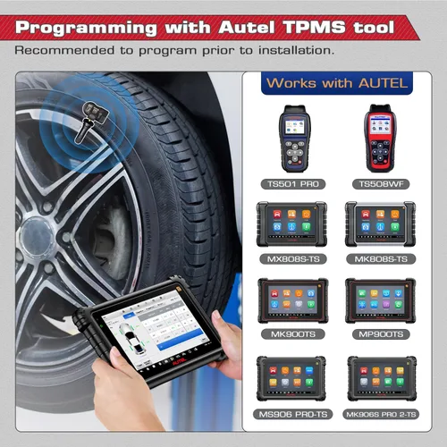 Vista 8 de Autel TPMS MX Sensor 315 433Mhz 2 en 1 Sensores de llantas, nivel OE, Press-Release universal, 100% programable por TPMS Tool TS408S TS501 PRO