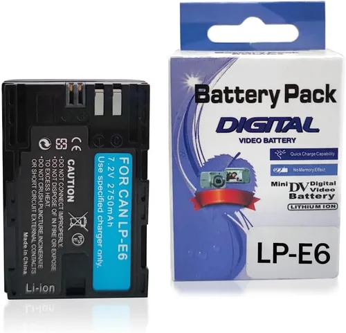Vista 9 de Paquete de 2 baterías de alta capacidad LP-E6/LP-E6N/LP-E6NH de 2750 mAh para Canon EOS R Series (R,R5,R6 Mark II,R5C,R6,R6II,R7), Serie 5D