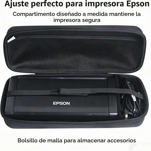 Vista 2 de Anleo Estuche rígido de viaje para impresora móvil inalámbrica Epson Workforce WF-110. HP OfficeJet 250