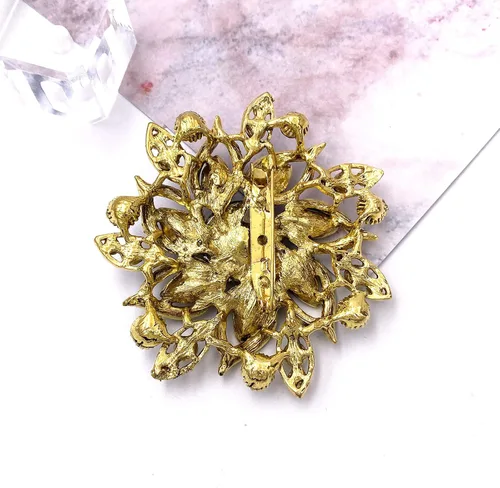 Vista 4 de LAXPICOL Broche de flores elegantes de cristal austriaco vintage para mujer