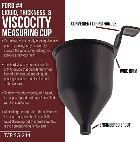 Vista 2 de Marca TCP Global SG244 Taza Medidora de Espesor Líquido y Viscosidad Ford # 4 Cuatro, Viscosímetro para Medir Pintura